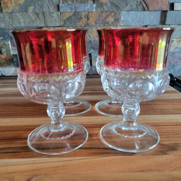 kings ruby Other - 4 piece  Vintage King's Crown Ruby Thumbprint‎ Glass - 4.25" Excellant Condition